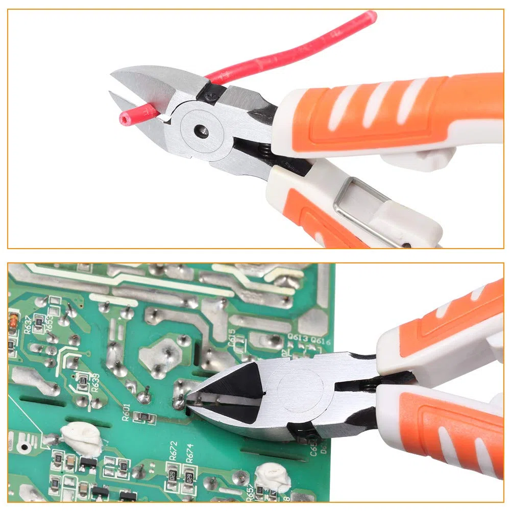 SPEEDWOX Precyzyjne ukośne szczypce tnące, 12 cm, przecinaki do drutu, ultra ostre szczypce elektroniczne, model wlewowy obcinacz do drutu, szczypce boczne z zamkiem bezpieczeństwa i kaburą ochronną,