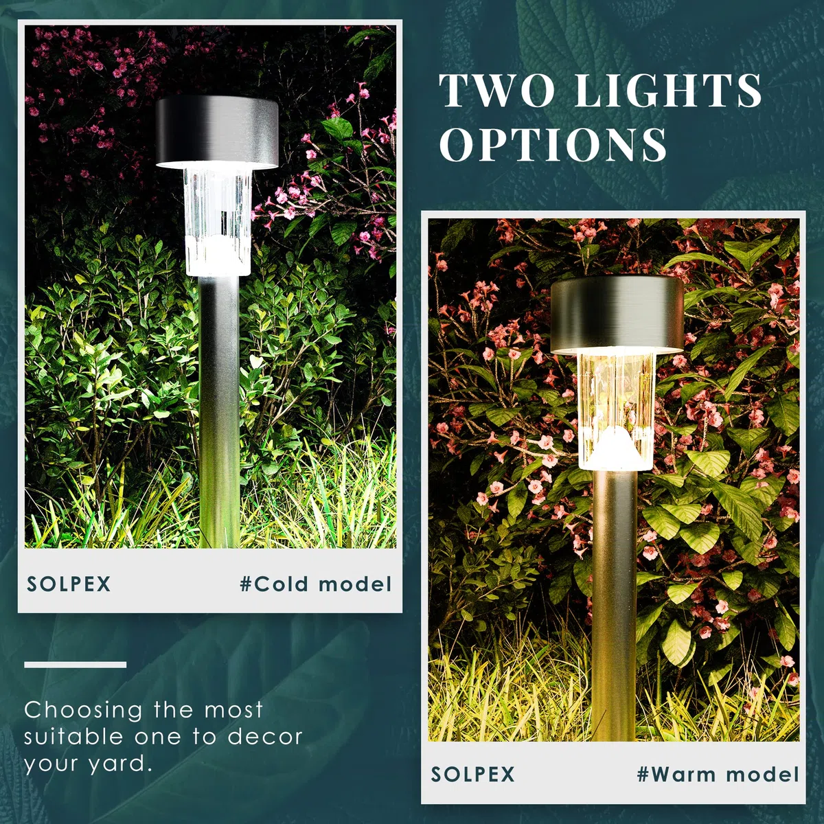 Solpex 16 sztuk lamp solarnych, ścieżka zewnętrzna, solarne światła chodnikowe na zewnątrz, ogrodowe światła LED do krajobrazu, patio, trawnika, podwórza, podjazdu, zimna biel (stal nierdzewna)
