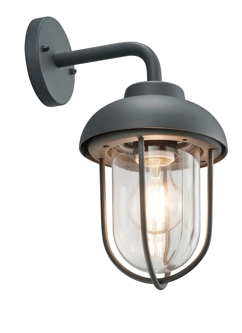 Trio Leuchten Zewnętrzna lampa ścienna Duero 202760142, aluminiowy odlew ciśnieniowy antracyt, szkło przezroczyste, bez 1x E27