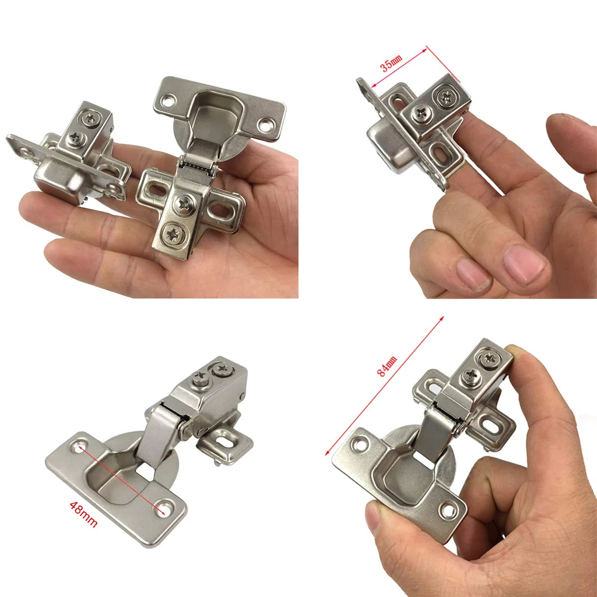LIKERAINY 95 Deg Pełna Nakładane Zawias Ramowy 35mm z Amortyzatorem Hydraulicznym do Drzwi Szafy Kompaktowe z Miękkim Domykaniem Krótkie Mini Zawiasy 8 pcs