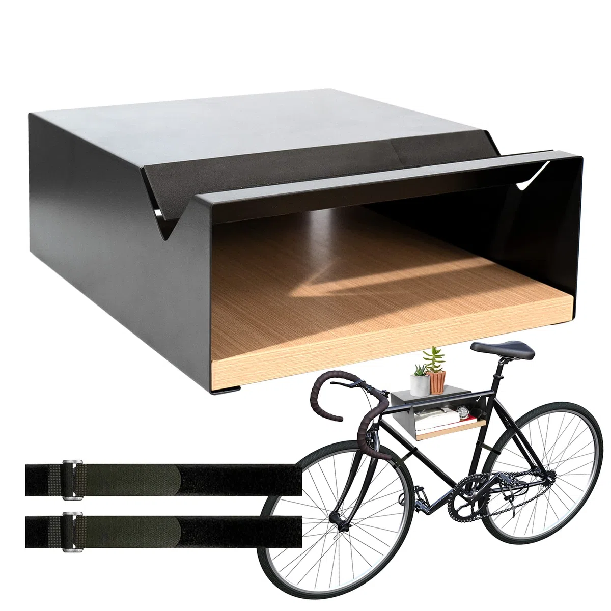 MOSHAY Rowerowy uchwyt ścienny S-Rack uchwyt rowerowy, aluminiowy, drewniany uchwyt rowerowy do roweru szosowego, żwirowego, roweru turystycznego, stojak na rower, do przechowywania, do garażu, salonu