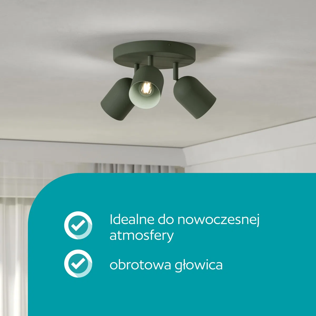 EGLO Tilston Lampa sufitowa 3-żarówkowa, reflektor sufitowy do salonuowa oprawa podsufitowa ze stali w kolorze ciemnozielonym E14 | Reflektor ze stali w kolorze ciemnozielonym, oprawka E14