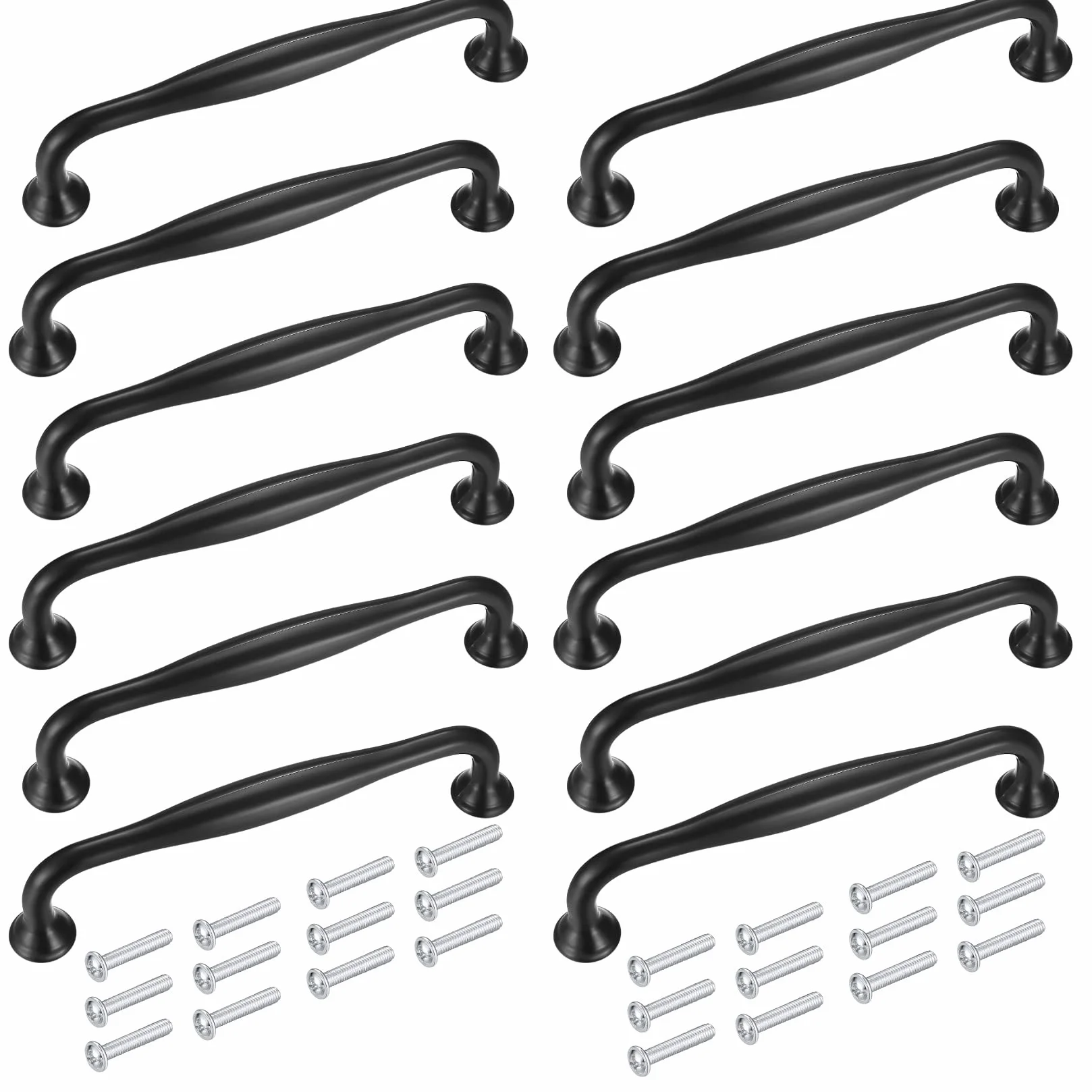 Uchwyty kuchenne 128 mm, ze stopu aluminium, 12 szt., gałki do drzwi szafy, szafki i mebli, ze śrubami
