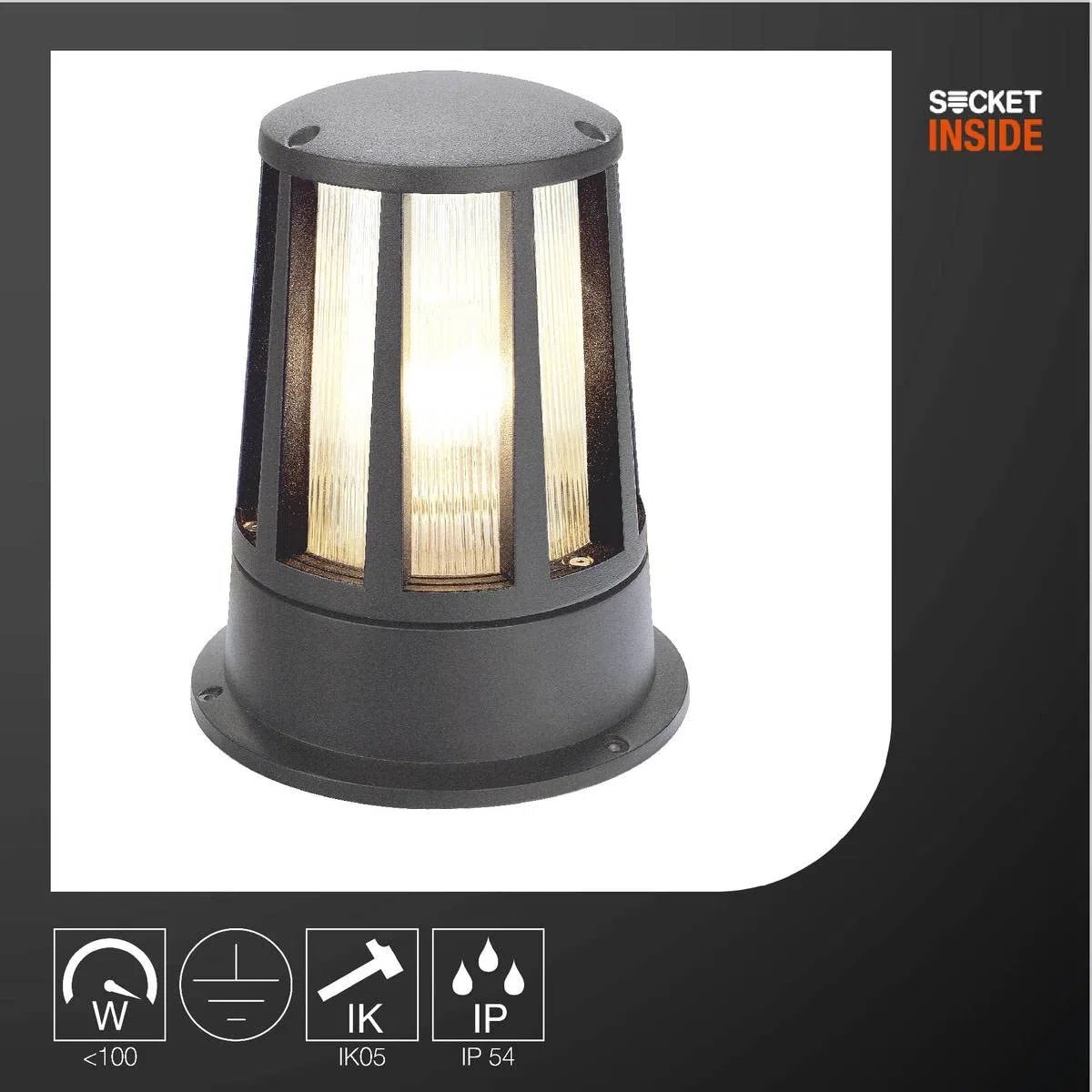 Lampa stojąca CONE SLV/oświetlenie zewnętrzne ścieżek, ścian, wejść, zewnętrzna lampa ogrodowa LED / E27, IP54, 100 W, kolor antracyt