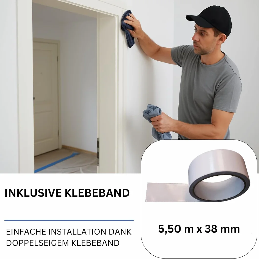 Pangolino Folia przeciwpyłowa na drzwi z zamkiem błyskawicznym, 1,20 m x 2,20 m, z dwustronną taśmą klejącą, wariant z taśmą na rzepy