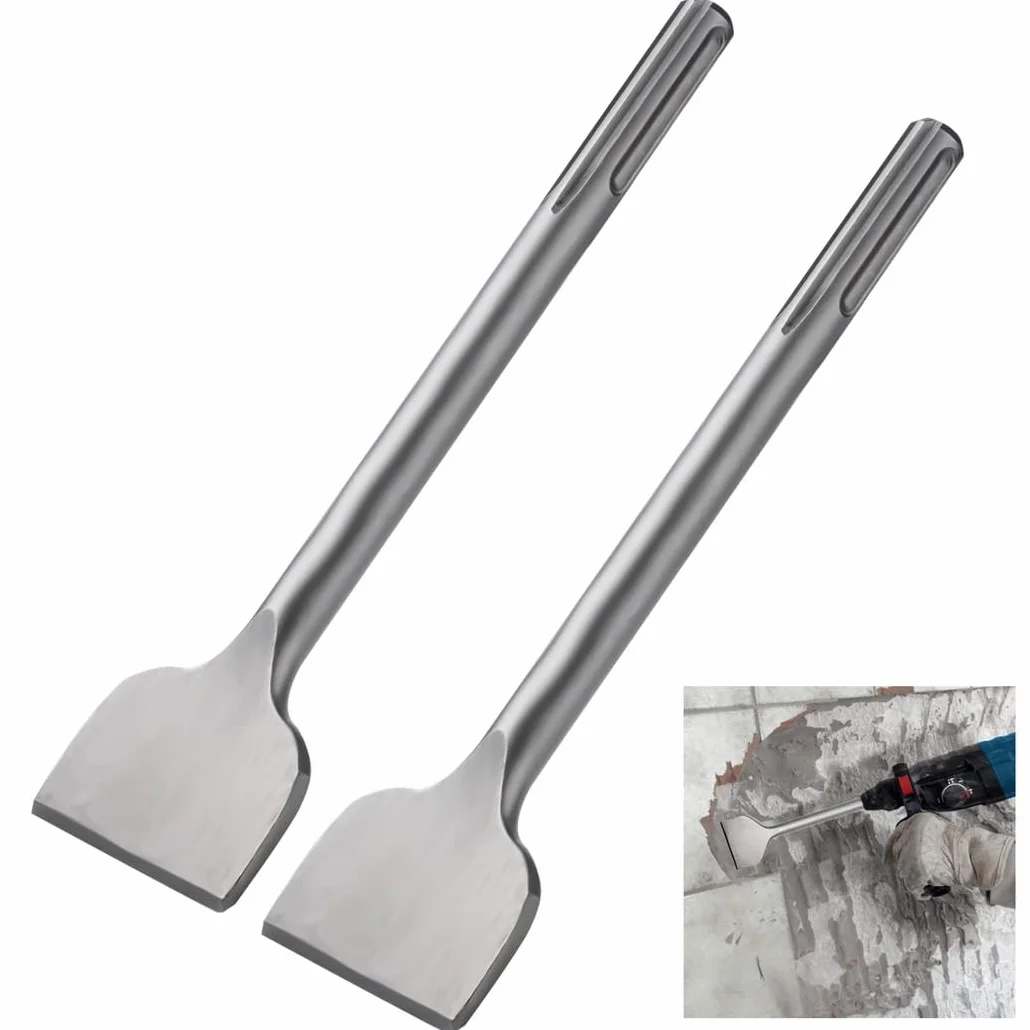 Szerokie dłuta łopatkowe 2 szt., dłuto do płytek SDS-Max do ceramiki, cementu, betonu, ściany ceglanej, kamienia 11 x 2,241 cm dłuta płaskie ze stali chromowej 40Cr, elektryczne wiertarki udarowe z