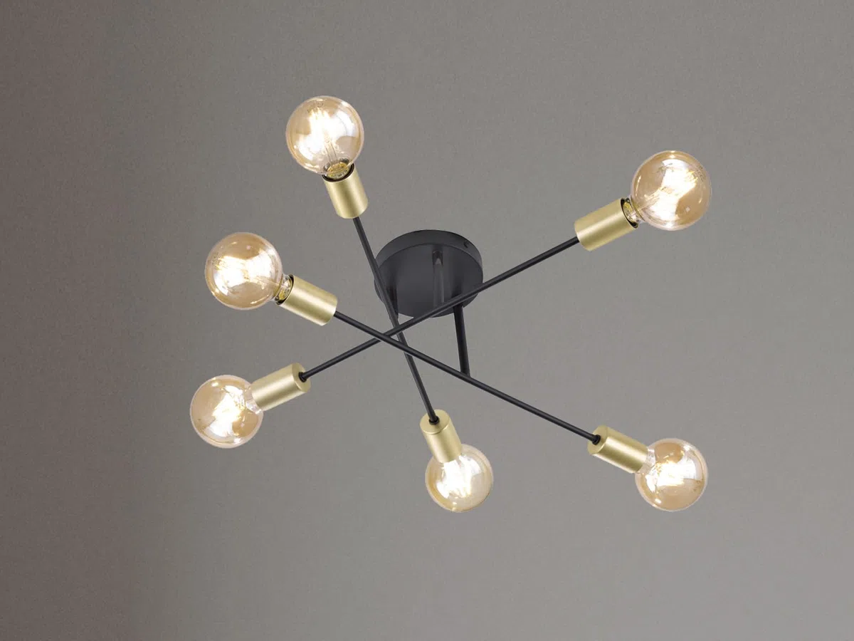 Trio Leuchten 606700632 Cross A++ do E, lampa sufitowa, metal, E27, czarny matowy, 56,6 x 56,6 x 19,11 cm