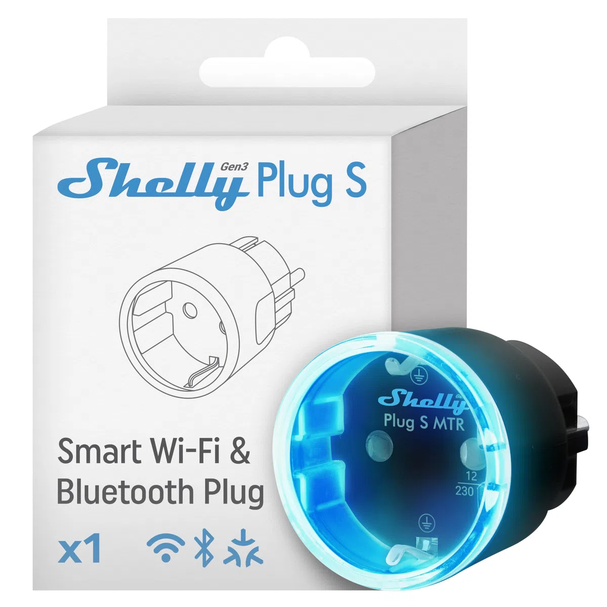 Shelly Plug S MTR Gen3- Czarny, Inteligentna Wtyczka Wi-Fi z Licznikiem, Wskaźnikiem LED, Zdalne Sterowanie za Pomocą Aplikacji i Głosu, Programowalna z Timerem, Alexa, Google Home, SmartThings