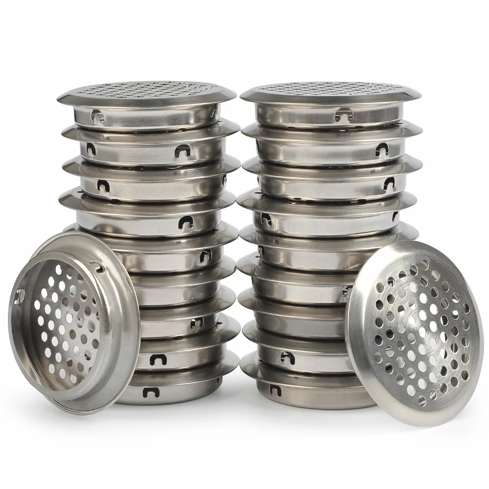20 sztuk 53 mm kratka wentylacyjna ze stali nierdzewnej okrągła siatka oddechowa dezodorant do szafy szafy na powietrze odprowadzana wentylacja kratka wentylacyjna do kuchni meble w ustach wentylacja