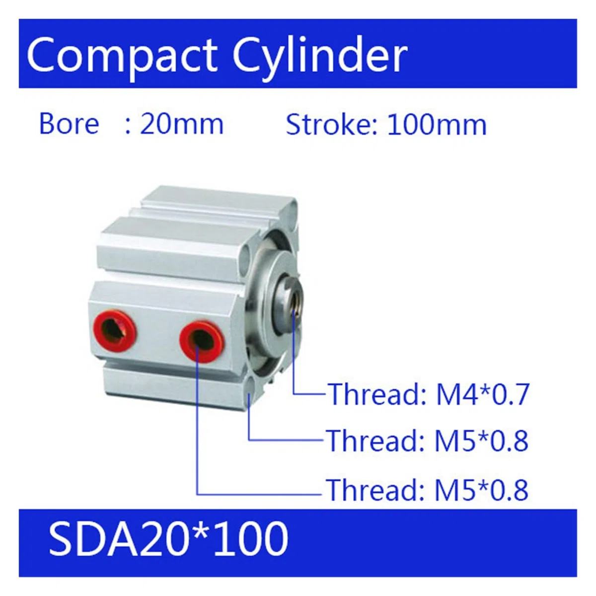 SDA SDAS 50mm SDA50*125/150/175/200 Podwójnego działania Pojedynczy pręt Pneumatyczny cienki cylinder pneumatyczny SDA50*125 SDA50*150 SDA50*175 SDA50*200 joyous (Color : Stroke 175mm, Size :