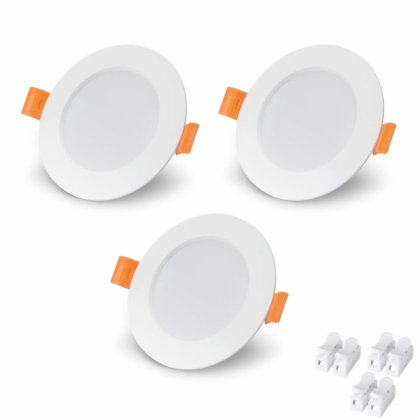 Lampy LED do Zabudowy, 3 Sztuki 6 W Lampa Sufitowa, 3000 K Ciepła Biel, 430 lm, AC 230 V, Bez Możliwości Ściemniania, Średnica Montażu φ75 mm