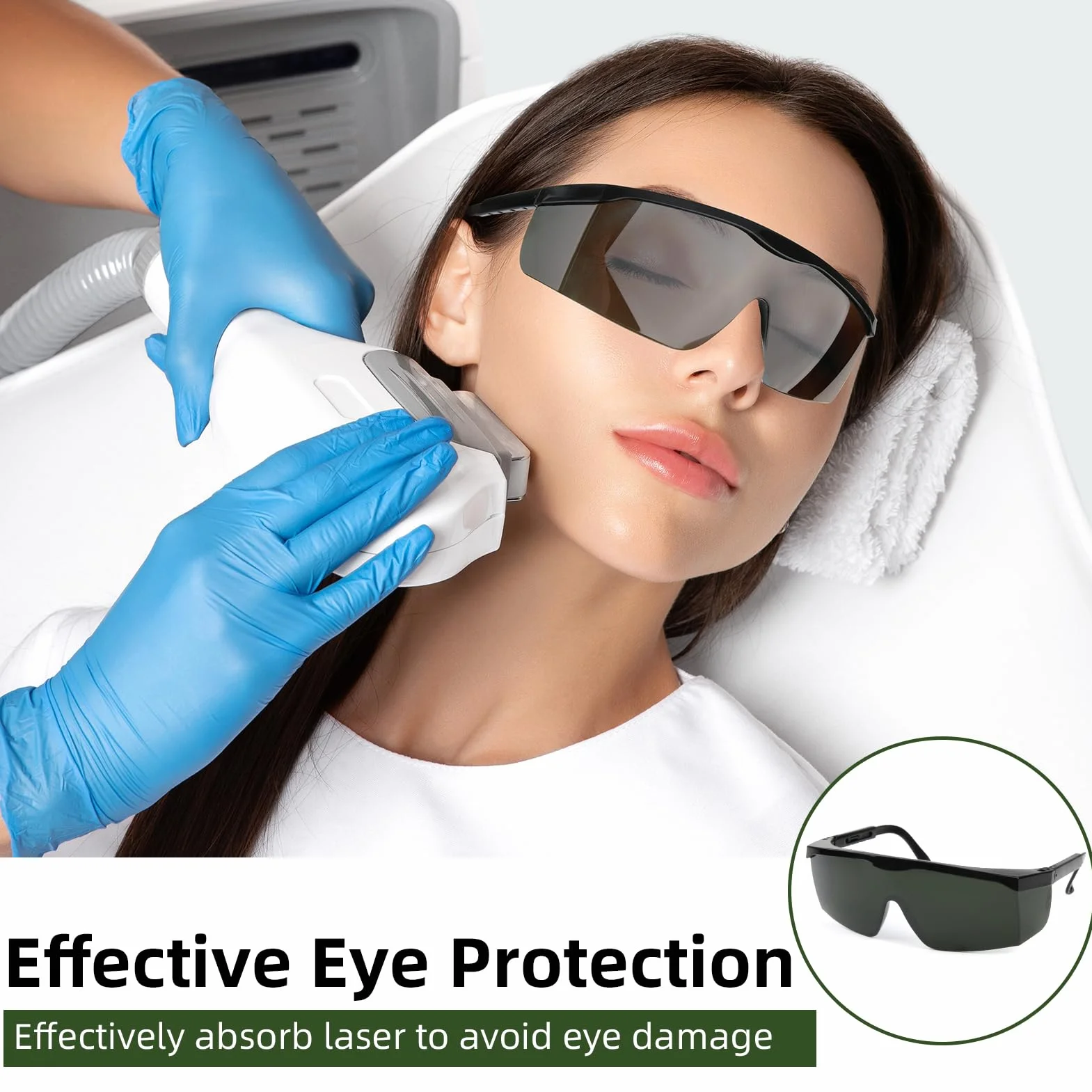 Laserowe okulary ochronne 190 nm - 2000 nm, IPL, laserowe okulary ochronne do usuwania włosów, do zabiegów i kosmetologii, okulary ochronne, ochrona przed promieniowaniem UV
