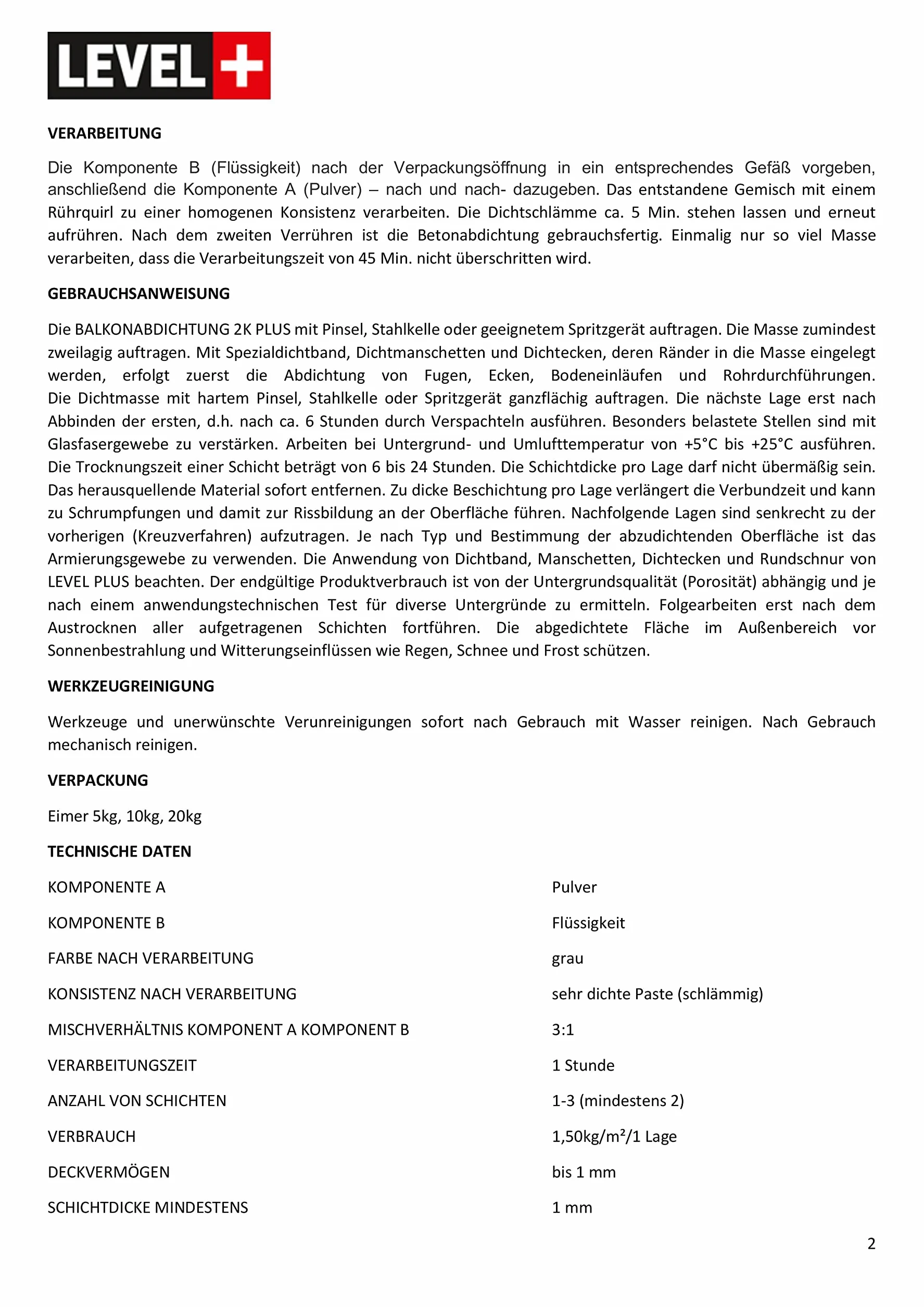 Szlam Zaprawa 2K 4kg Folia w Płynie Hydroizolacja Balkon Taras Level+10