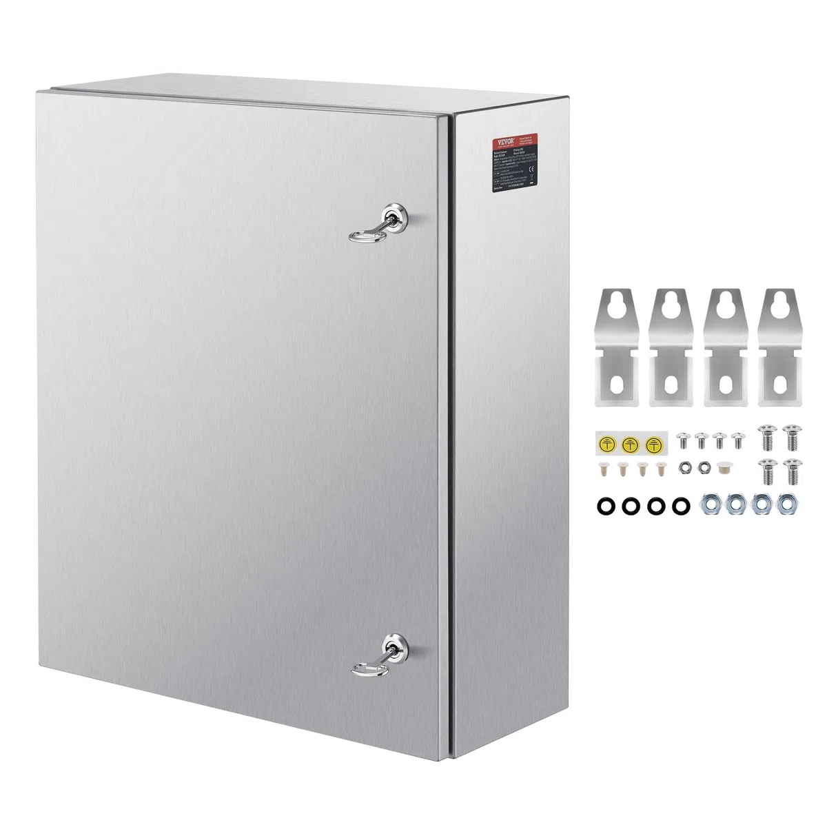 VEVOR Stalowa skrzynka elektryczna, 61 x 50 x 20 cm, obudowa elektryczna ze stali nierdzewnej 304, montowana na ścianie, zewnętrzna obudowa sprzętu elektronicznego, z blokadą zawiasów płyty montażowej