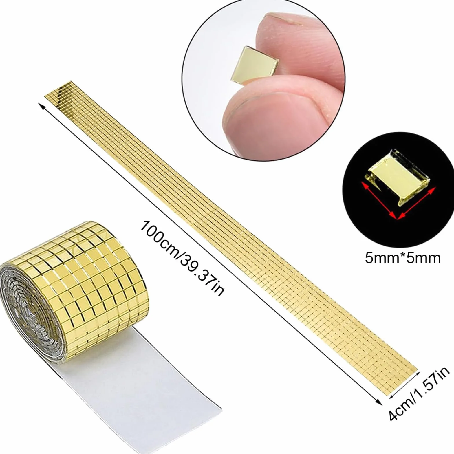 4 rolki 6400 sztuk samoprzylepnych mini luster, mini mozaikowe płytki lustrzane, samoprzylepne mini lustro, mozaika, kwadratowa mozaika, 5 x 5 mm, do samodzielnego wykonania rzemiosła, dekoracji