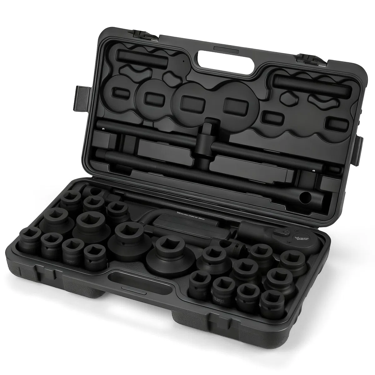 WALTER STAHL zestaw 26 nasadek do wkrętarki udarowej, nakrętki 3/4", 1" F x 3/4" M, standardowe rozmiary metryczne (21-65 mm), stalowy zestaw kluczy nasadowych Cr-V