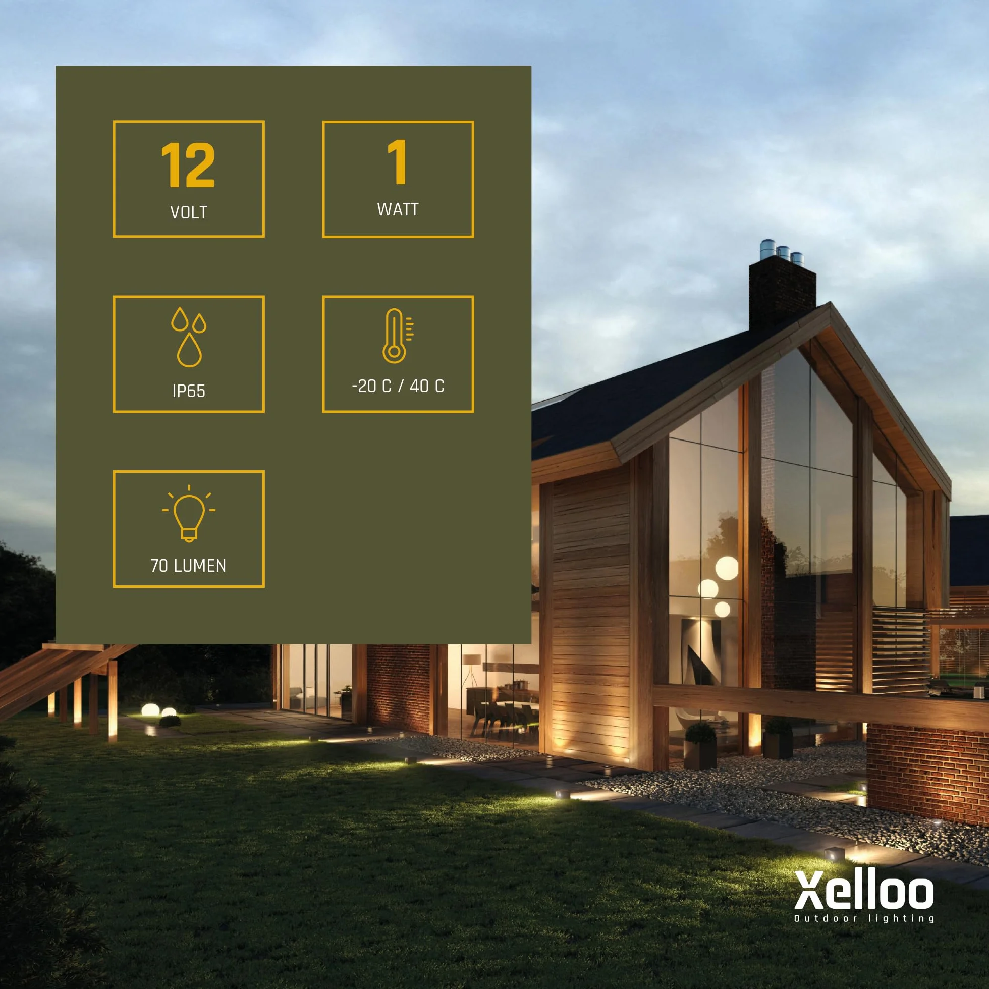 Xelloo zestaw oświetlenia ogrodowego CAS SMALL, 12 V, 3-częściowe oprawy o mocy 1 W LED w kolorze ciepłej bieli z kolcem uziemiającym, wodoodporne (IP65) i z praktycznym połączeniem przesuwnym
