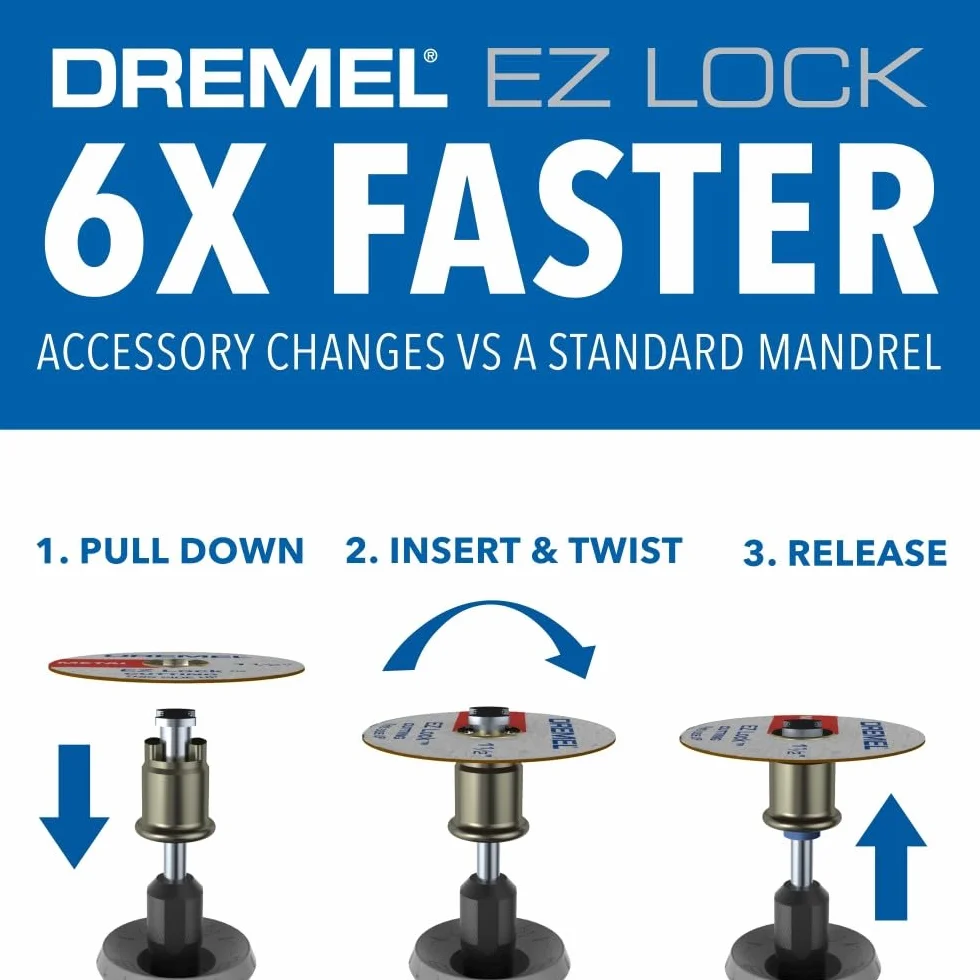 Dremel EZ728-01 EZ Lock obrotowe tarcze tnące, zestaw akcesoriów, koła tnące do plastiku, metalu i cienkich cięć, 11-częściowy zestaw akcesoriów