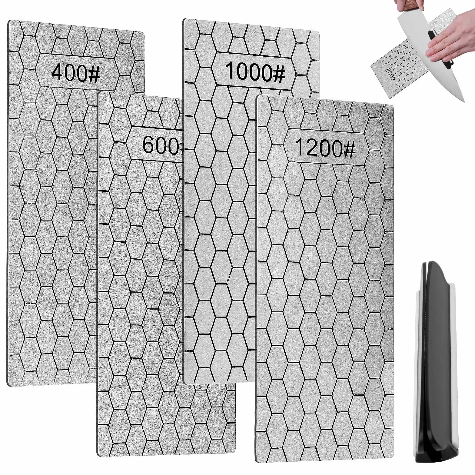 4 diamentowe kamienie szlifierskie 400/600/1000/1200 diamentowe kamienie szlifierskie do urządzeń kuchennych i na zewnątrz, wyposażone w antypoślizgową nóżkę, nadają się do noży kuchennych na zewnątrz
