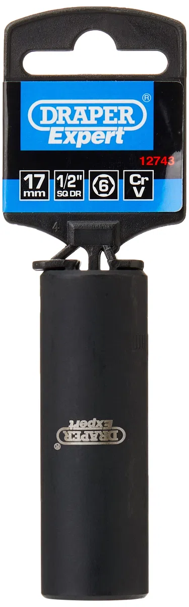 Draper Expert HI-TORQ 1/5.1 cm 17mm głębokie gniazdo udarowe | 6-punktowe gniazdo sześciokątne | akcesoria do kluczy ze stali chromowo-wanadowej | 12743