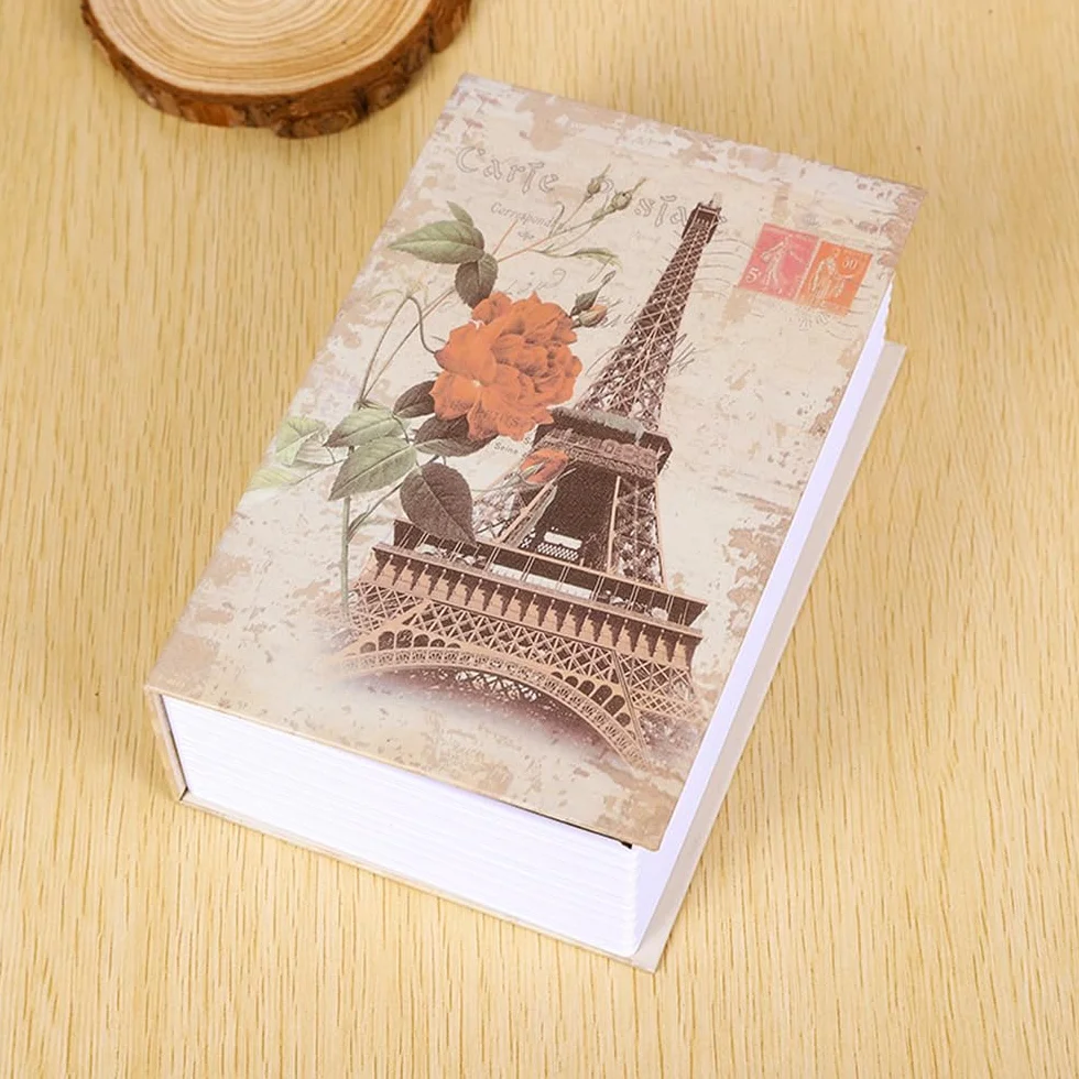 Sejf na książkę z zamkiem szyfrowym, 24 x 15,5 x 5,5 cm, sejf na książki, sejf na pieniądze, biżuterię, wartościowe przedmioty, do biura/domu, pamiętnik róż Paryż