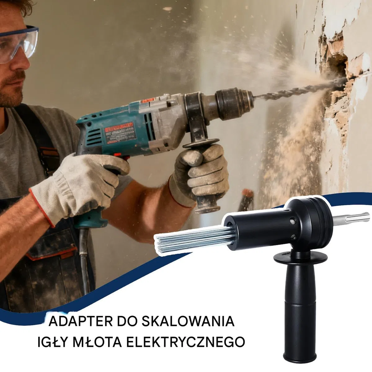 Akcesoria Do Młotka Igłowego | Adapter z 18 Igłami o Wysokiej Wytrzymałości | Załącznik do Skalera Igłowego - Do Teksturowania Przygotowania Płytek Podłóg Budowy Wiercenia Czyszczenia Warsztatu