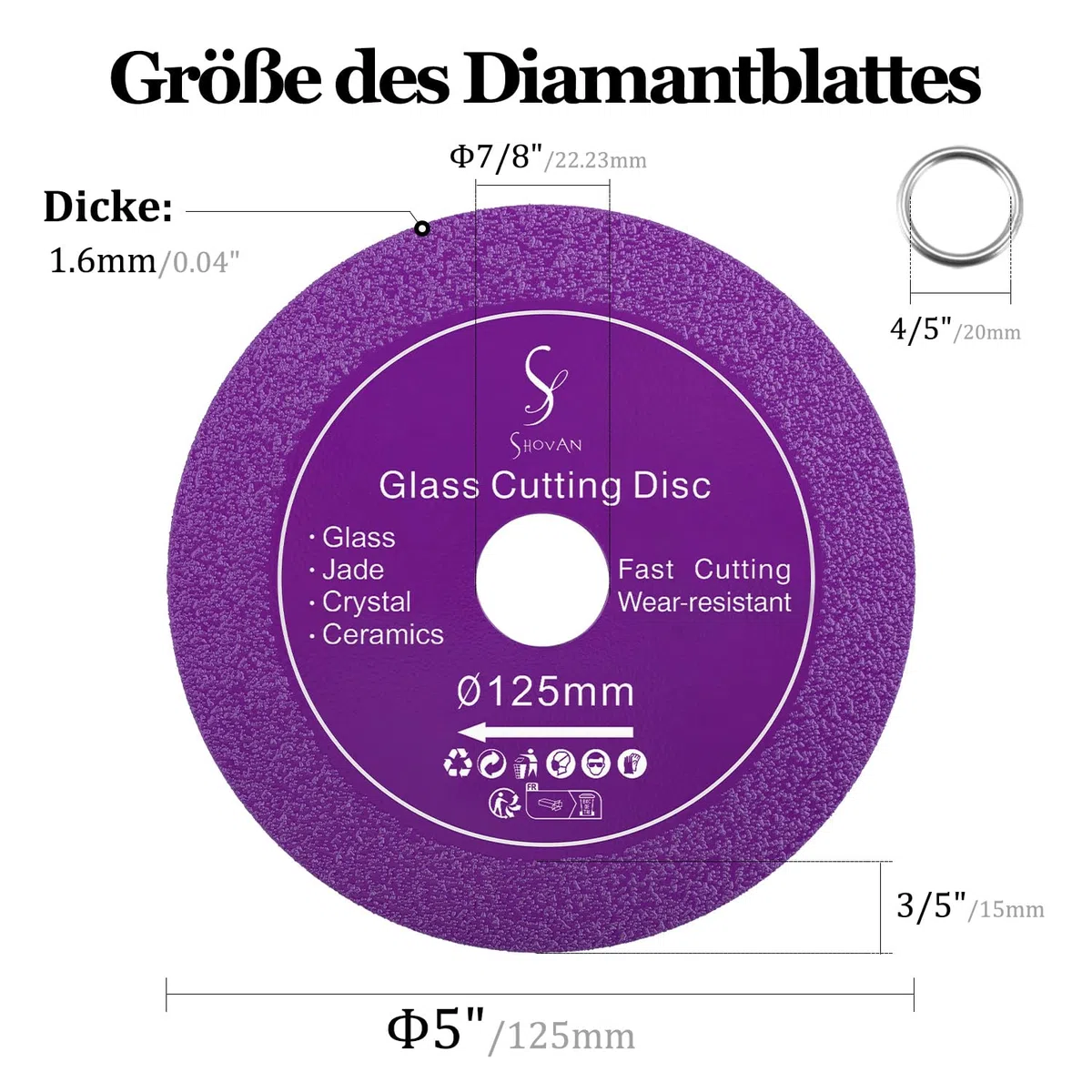 3 sztuki przecinarków do szkła, cienka tarcza diamentowa 125 mm x 22,23 mm, tarcza tnąca do szlifierek kątowych, elastyczne tarcze do grubego szkła, ceramiki, marmuru