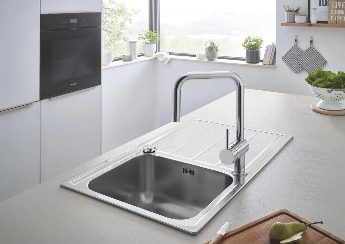 Grohe Minta jednouchwytowa bateria umywalkowa, DN 15, 32322, wylewka w kszta?cie litery U, podwójna g?owica prysznicowa, Kolor: Chrom - 32322002