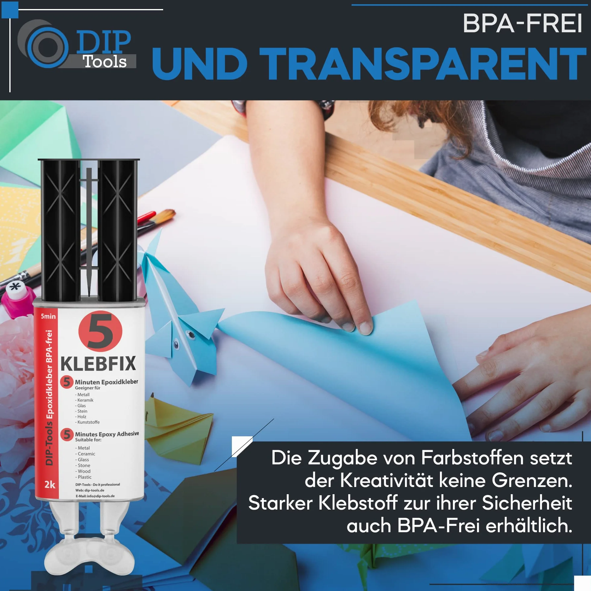 DIP-Tools uniwersalny klej 2-składnikowy - żywica epoksydowa - przezroczysty (1x25ml)