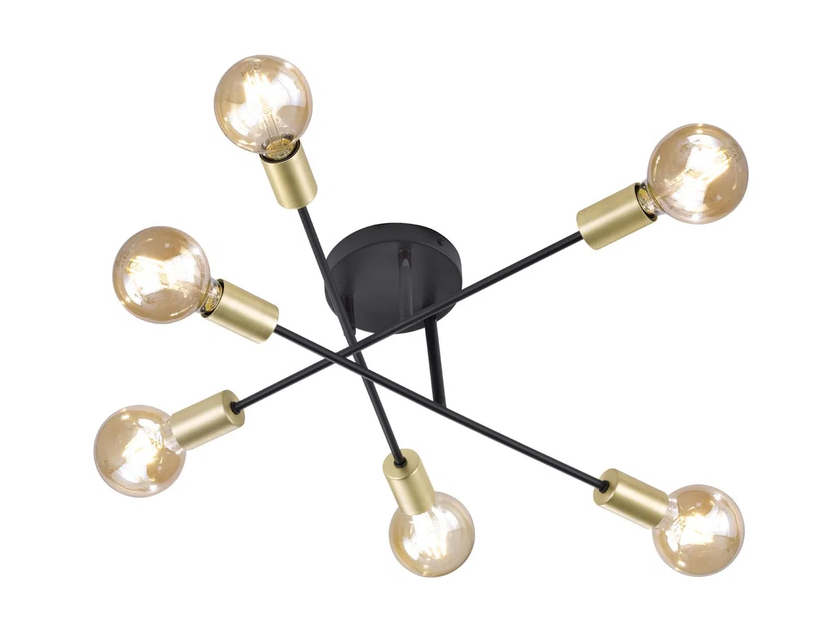 Trio Leuchten 606700632 Cross A++ do E, lampa sufitowa, metal, E27, czarny matowy, 56,6 x 56,6 x 19,11 cm