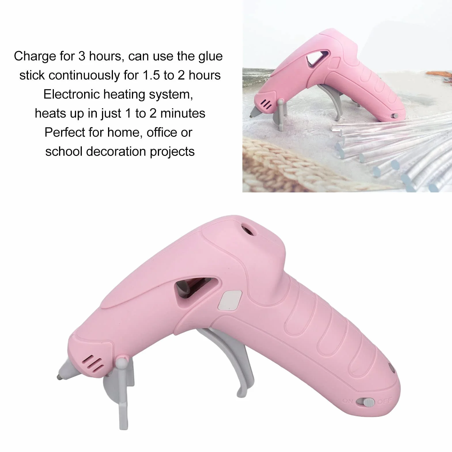 Fyearfly Bezprzewodowy zestaw pistoletu do klejenia na gorąco, mini pistolet do klejenia USB, bezprzewodowy, z 30 patyczkami do klejenia, szybkie podgrzewanie, szczelny pistolet do klejenia na gorąco,
