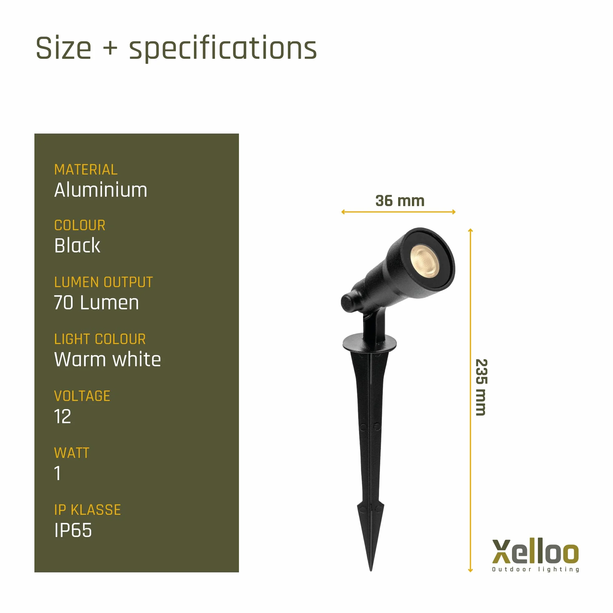 Xelloo zestaw oświetlenia ogrodowego CAS SMALL, 12 V, 3-częściowe oprawy o mocy 1 W LED w kolorze ciepłej bieli z kolcem uziemiającym, wodoodporne (IP65) i z praktycznym połączeniem przesuwnym