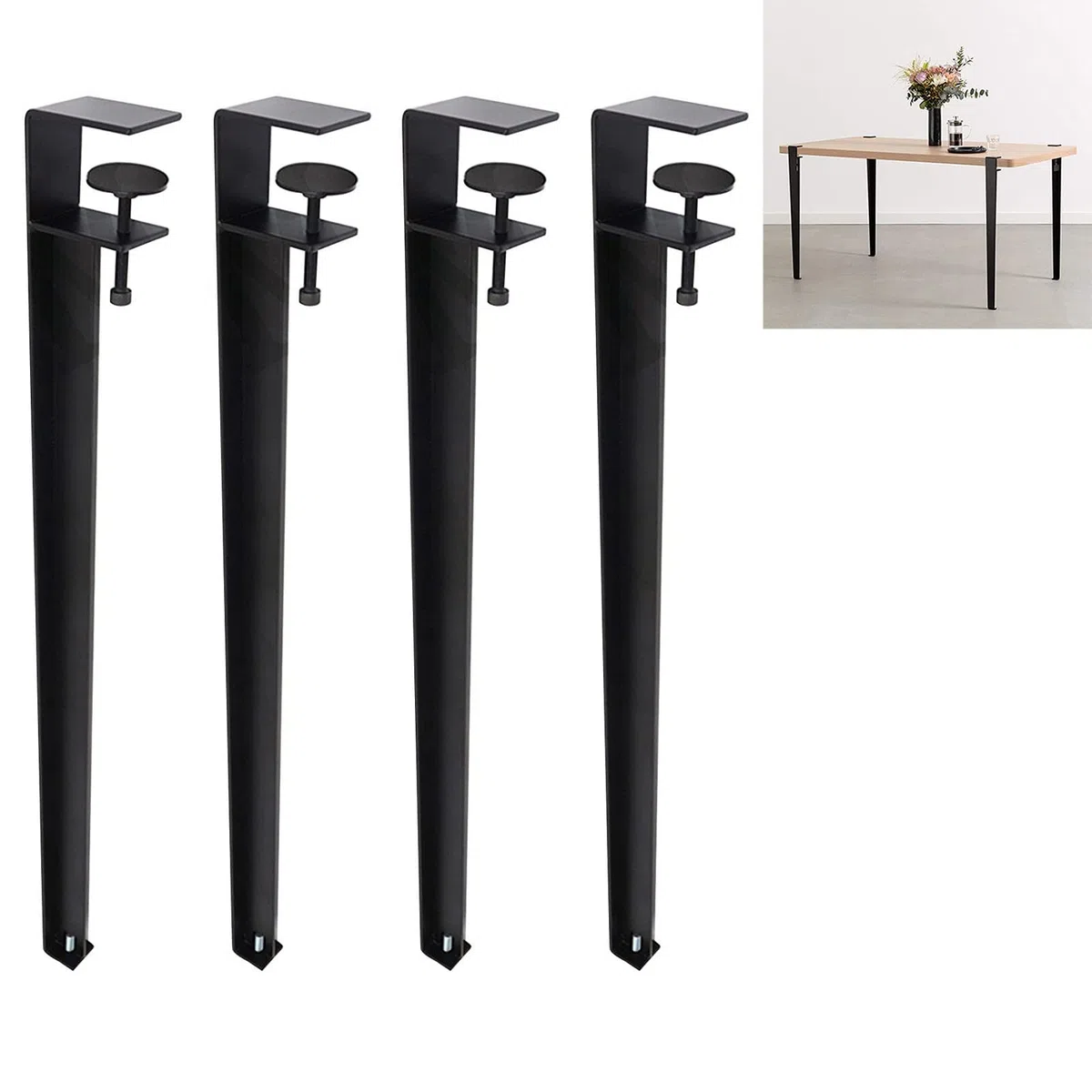 Regulowane metalowe nogi meblowe do projektów DIY i biurek domowych (czarne, 71 cm/28 cali)