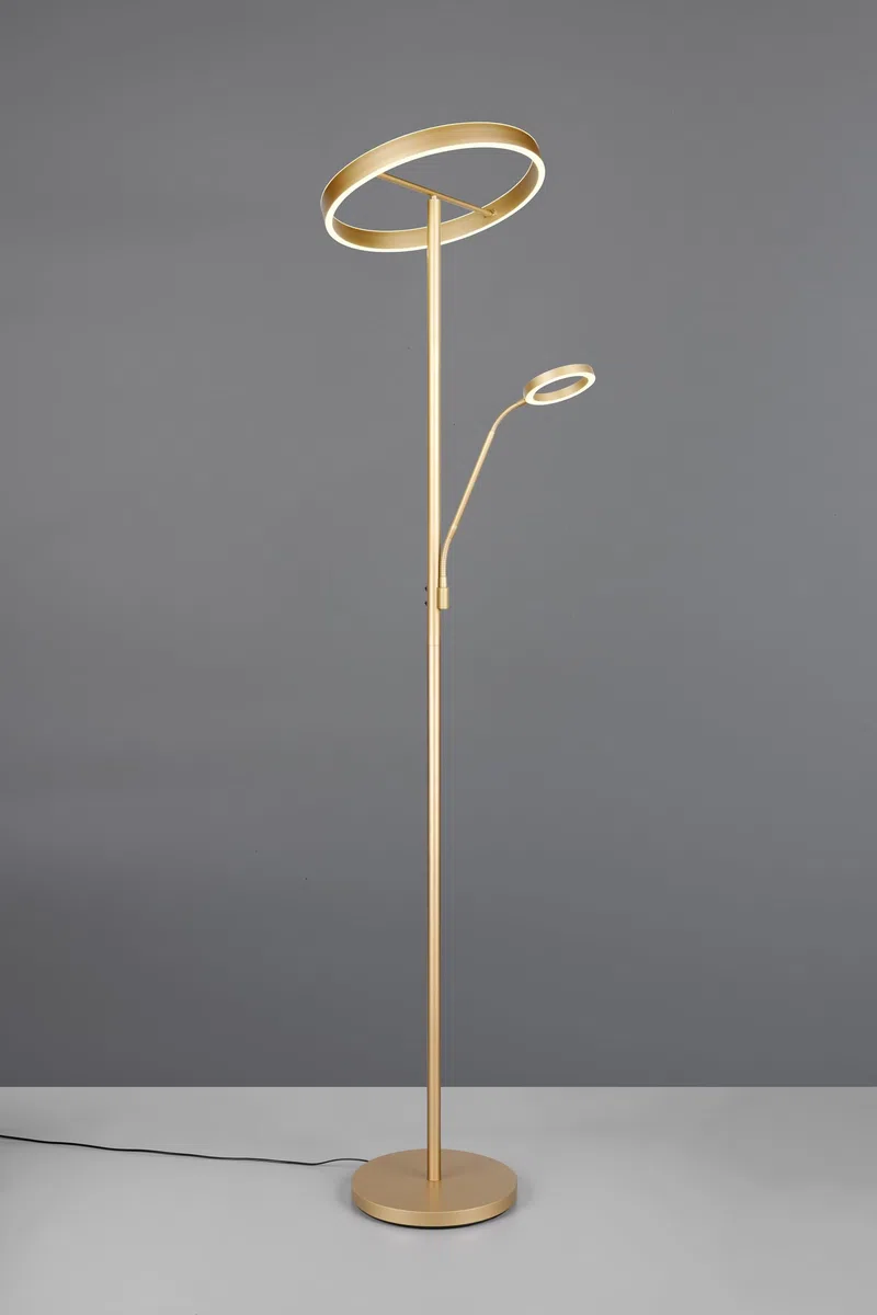 Trio Lampa podłogowa LED Leuchten WILLIS 449510279, złoty metal, 39 + 5,5 W LED, regulowana barwa światła, możliwość ściemniania
