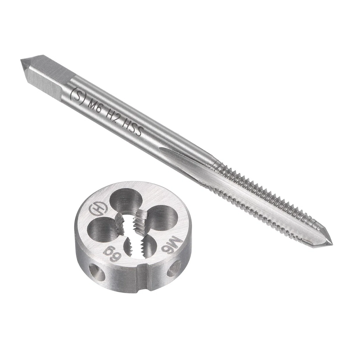 Zestaw gwintowników i narzynek metrycznych M6 x 1 mm, gwintownik maszynowy z okrągłą narzynką, zestaw gwintowników i narzynek do naprawy gwintów nakrętek i śrub