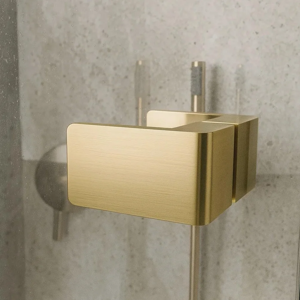 Rea - Kabina Prysznicowa Przyścienna Prawa Atlas 90x90 Złota Szczotkowana 90x90 Right - Szkło - 90x90x200cm