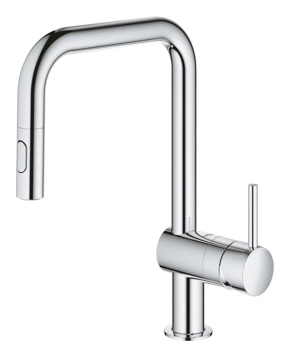 Grohe Minta jednouchwytowa bateria umywalkowa, DN 15, 32322, wylewka w kszta?cie litery U, podwójna g?owica prysznicowa, Kolor: Chrom - 32322002